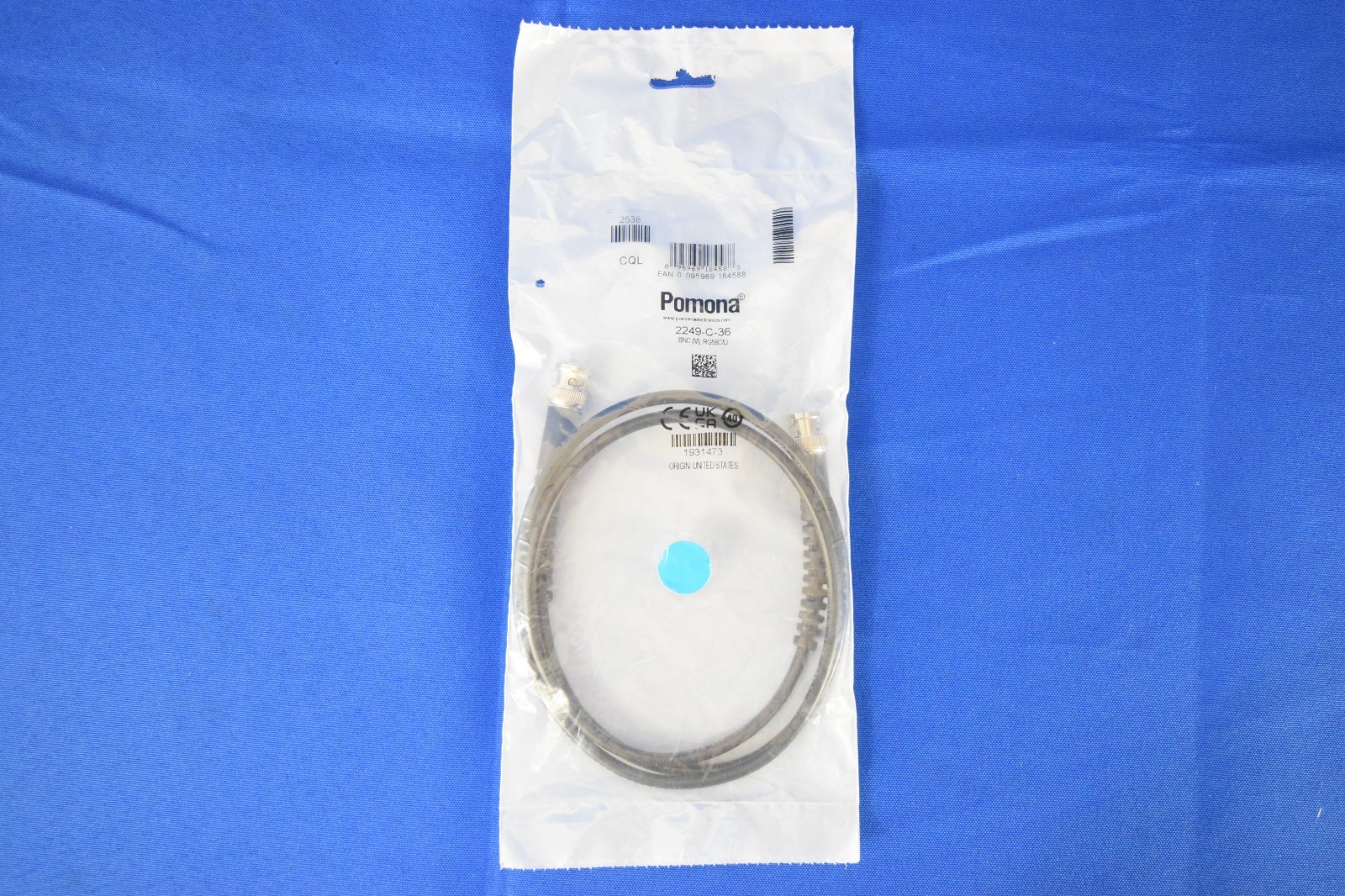 Pomona 2249-C-36 Cable Assembly with BNC (M) On Each End 50Ohm RG58C/U 36in