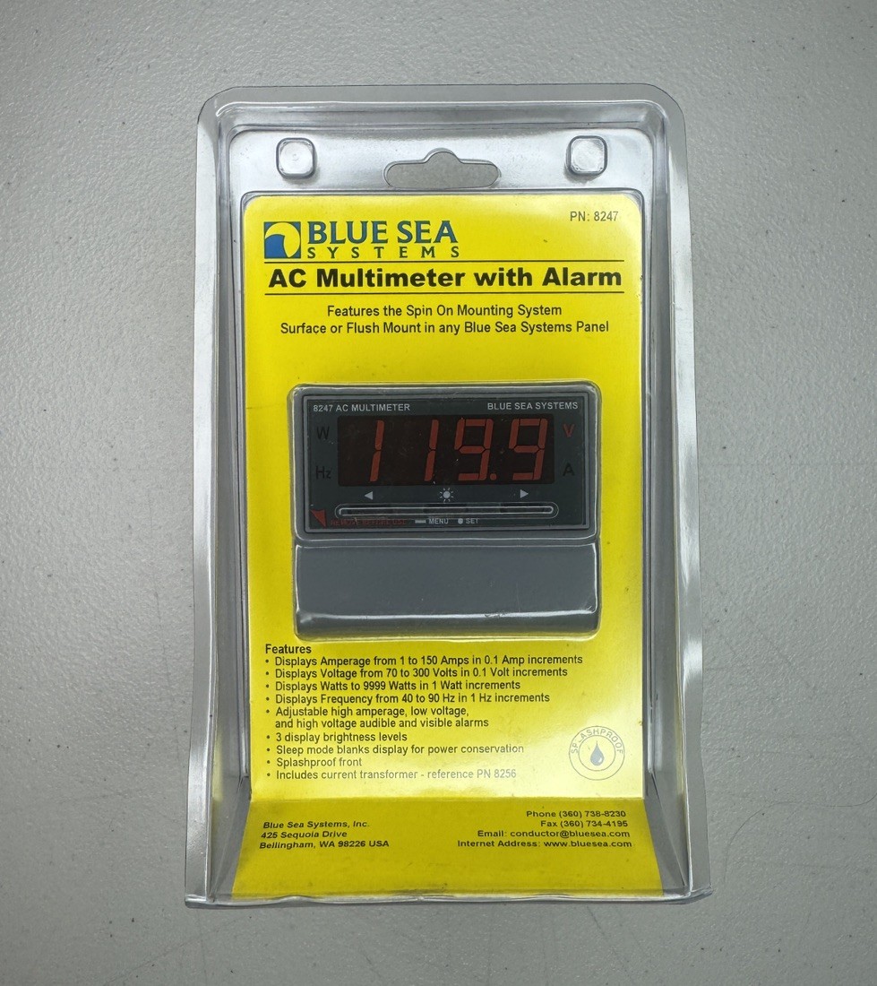 Blue Sea 8247 AC Digital Multimeter w/ Alarm Spin On Surface Flush Mount Marine