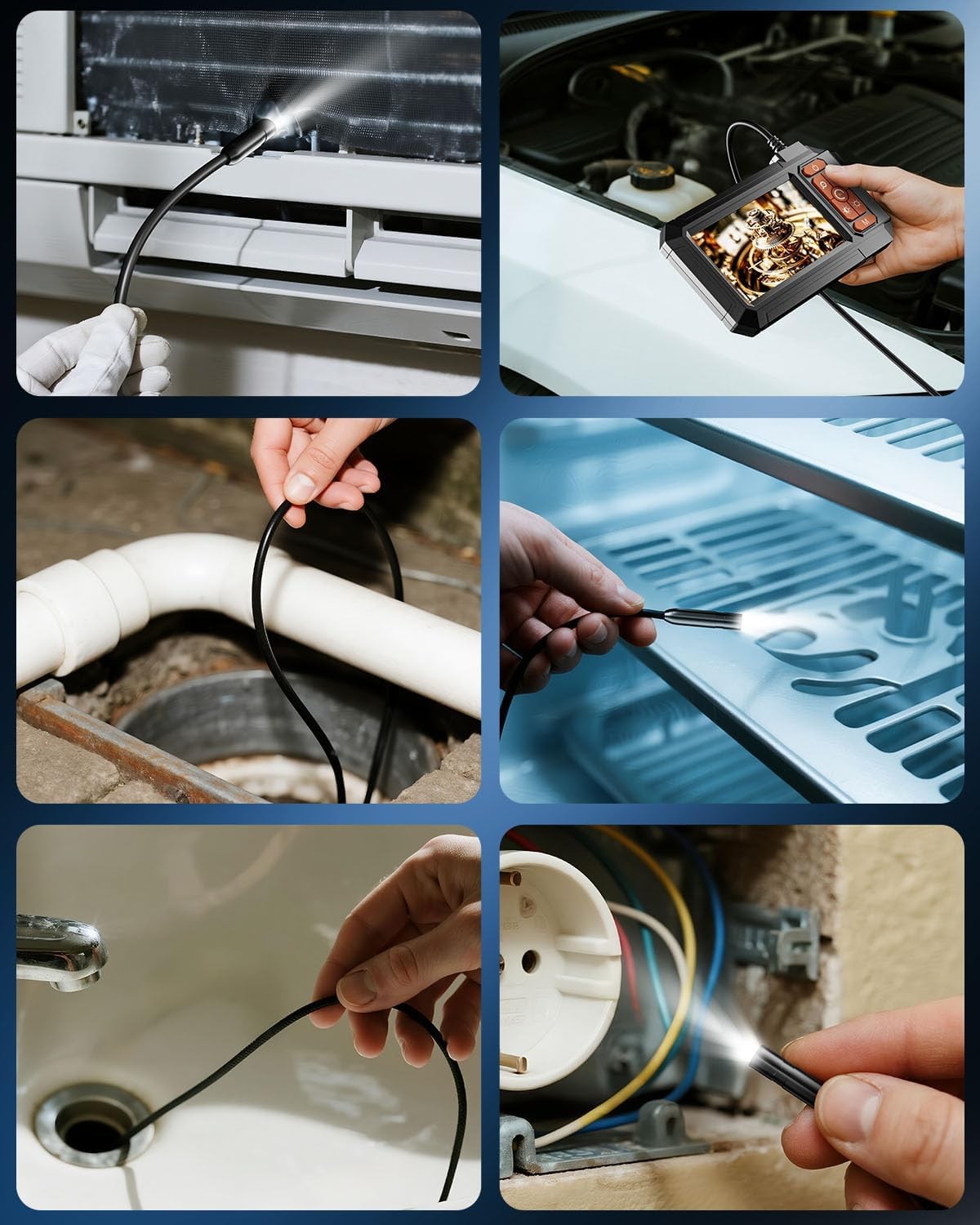 New Endoscope Camera with Light,Borescope Cameras with 4.3″ IPS 1920P 16.5 FT