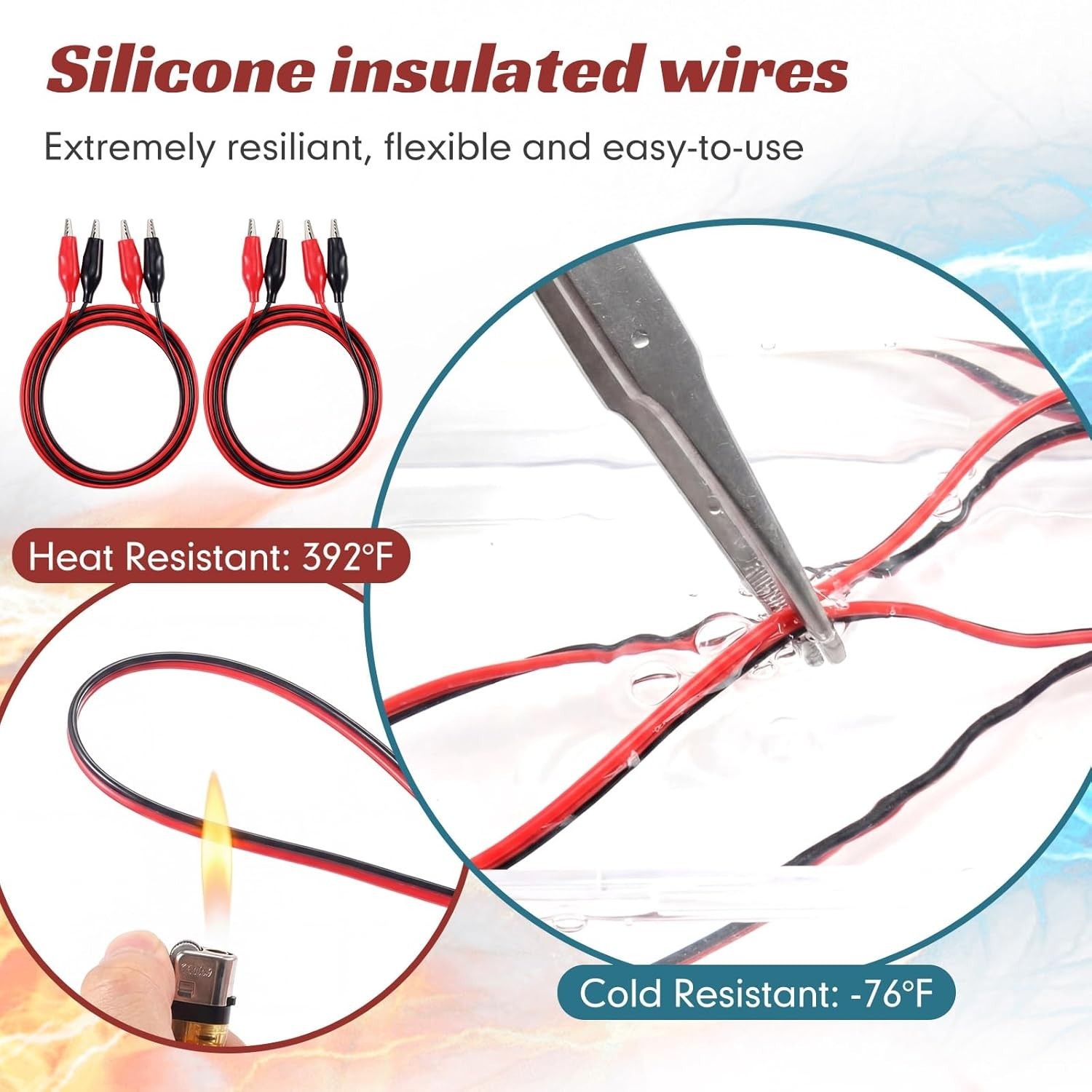 4 Pcs Alligator Clips Electrical 40 Inches Test Leads With Alligator Clips