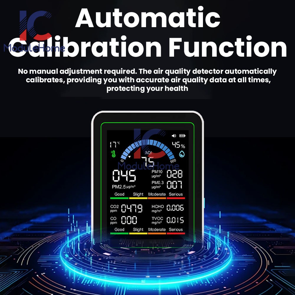 10-in-1 Air Quality Detector PM2.5 PM10 PM HCHO TVOC CO CO2 Formaldehyde Monitor