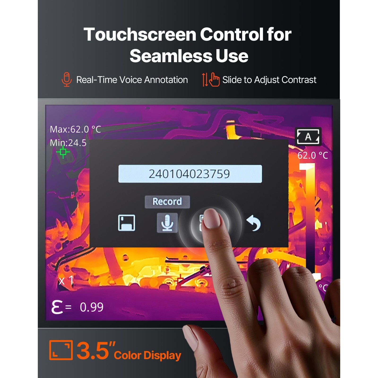 Handheld Thermal Camera 3.5in Touch Screen, 384×288 IR