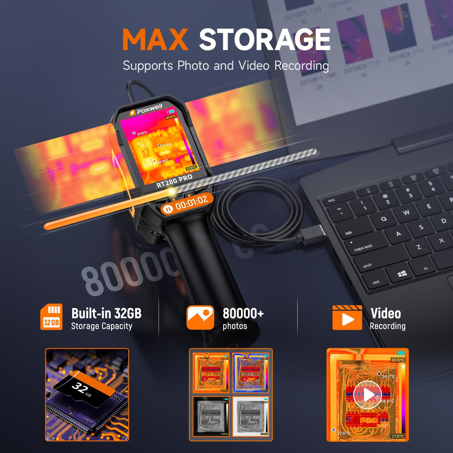 RT280 PRO Thermal Camera 640X480 Imaging Resolution, Dual-Camera Thermal Imaging
