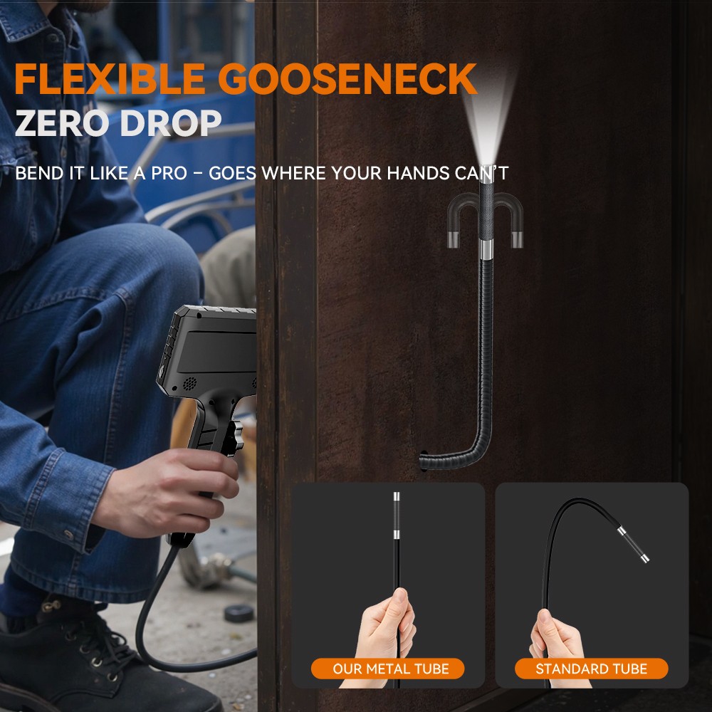 PRO Dual-Rotation Borescope Camera W/ Light 1080P HD 4.3″ Screen For Car Repair