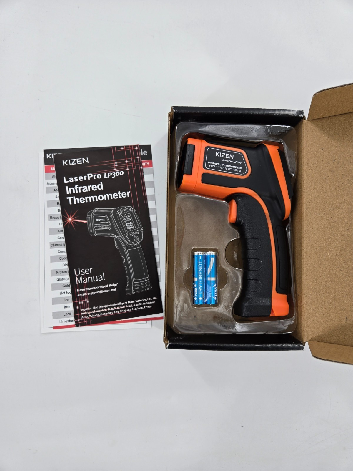 KIZEN Infrared Thermometer LaserPro LP300 Handheld Temperature Gun Orange