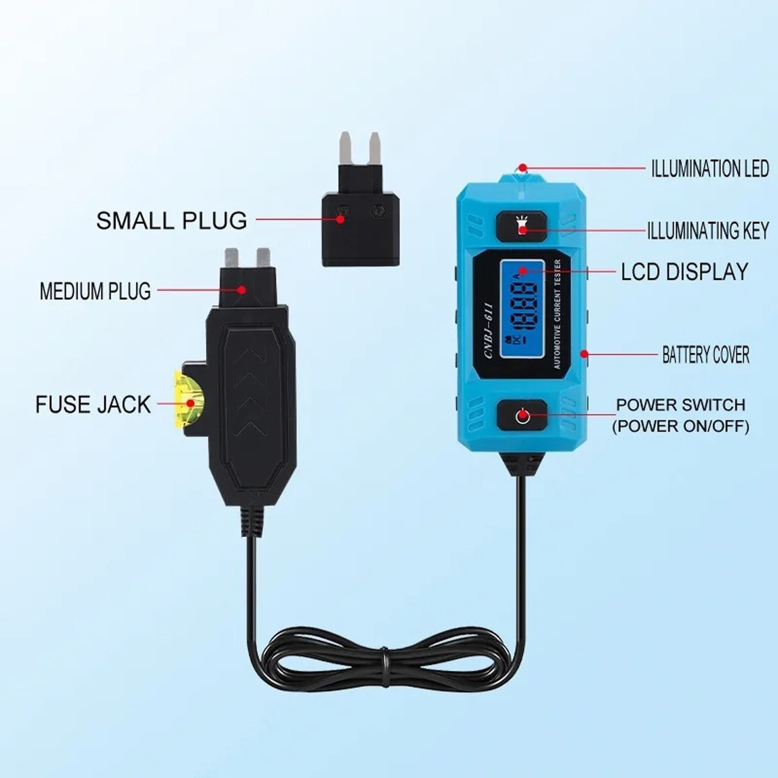 Automotive LED Car Blade Fuse Tester Fuse Leakage for Current Check CNBJ-611