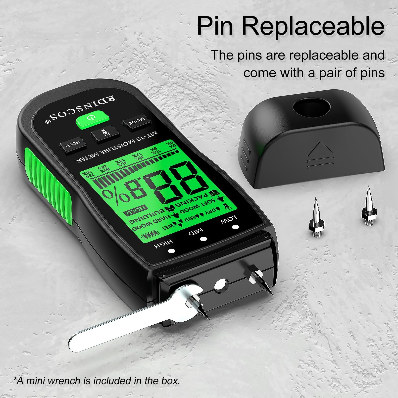 Wood Moisture Meter for Wood, Like Hardwood and Softwood Pin Moisture MT19B