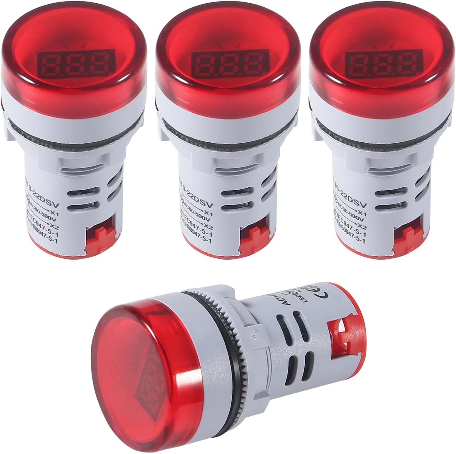 4PCS Round LED Voltage Meter Indicator Digital LED Display Voltmeter AC 60-500V