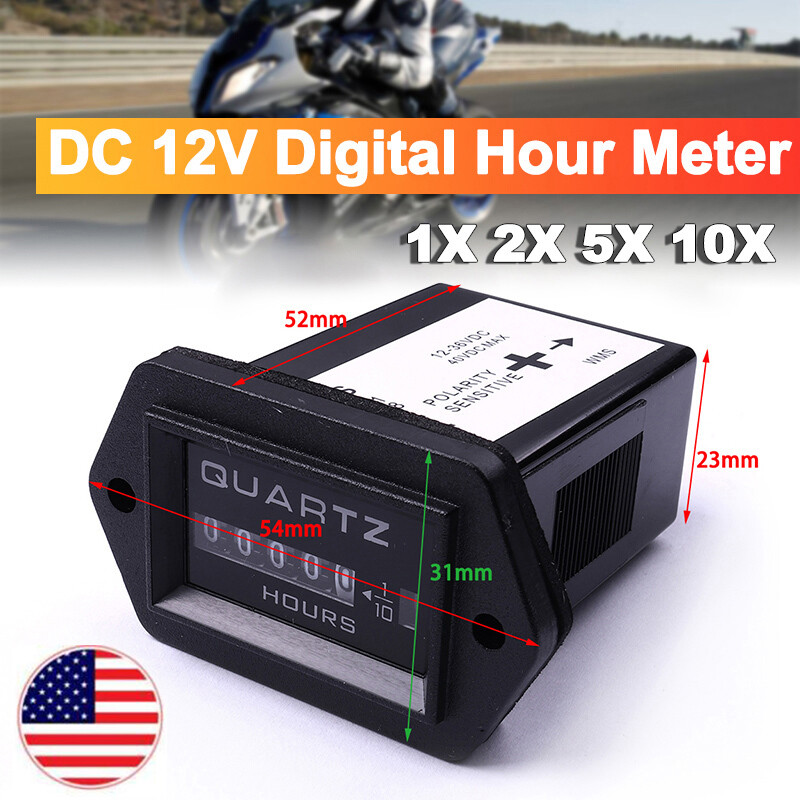 DC 12-36V Truck Tech Rectangular Hour Meter Timer Tool Gauges for Boat Car Truck