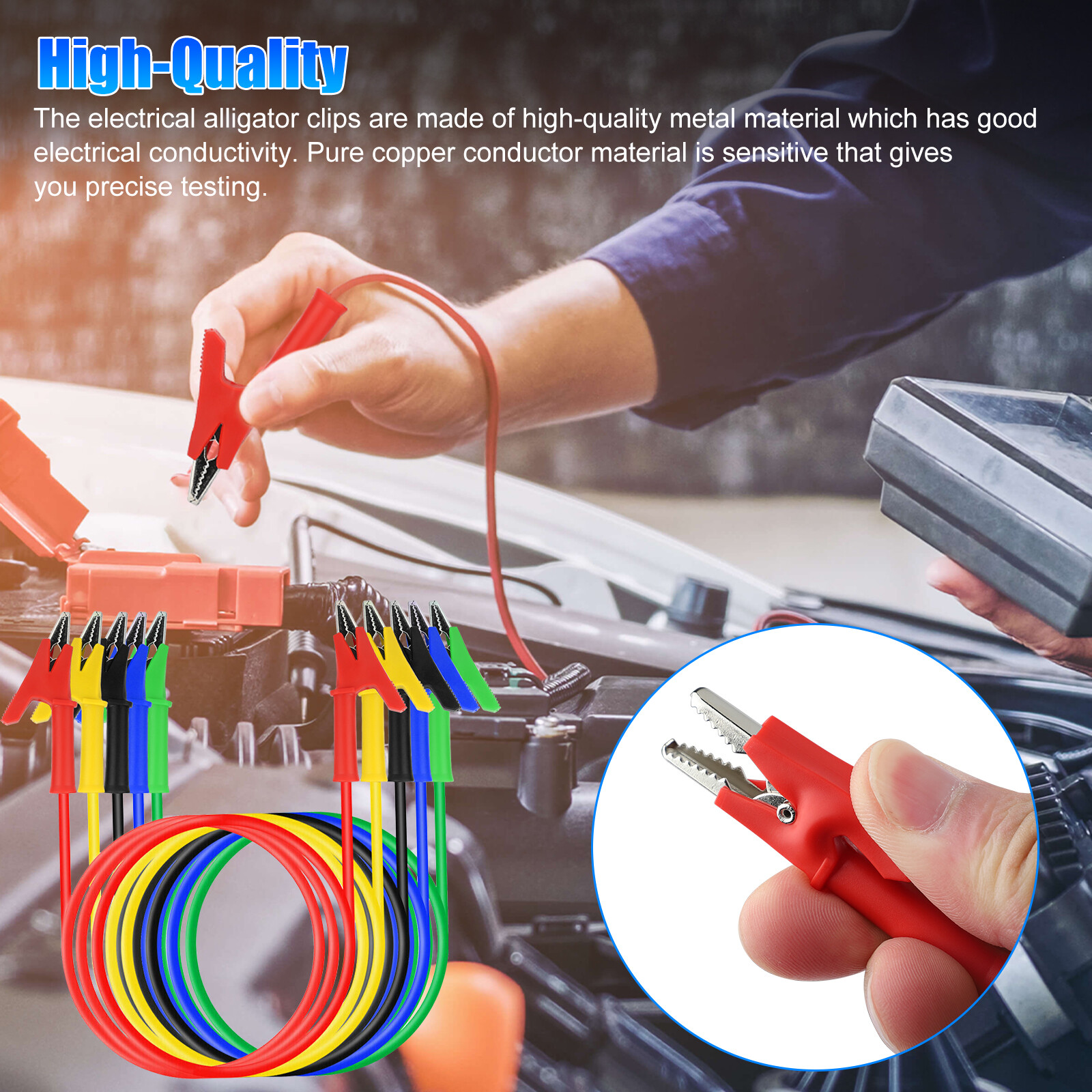 5Pcs Alligator Clips Electrical Test Leads Set 30V 15A Jumper Wires Cables Set