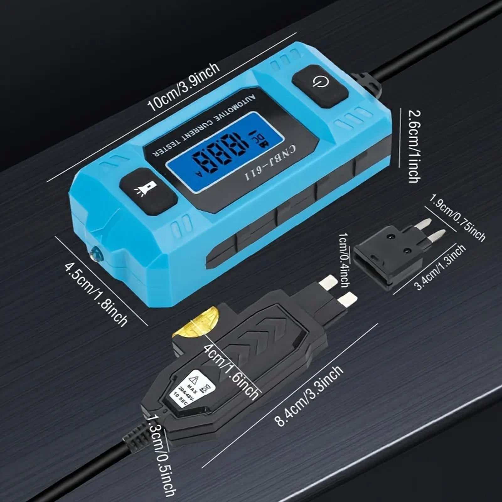 Car Circuit Tester Fuse Tester Automotive Current Tester Blade Fuse 20A Max 48V