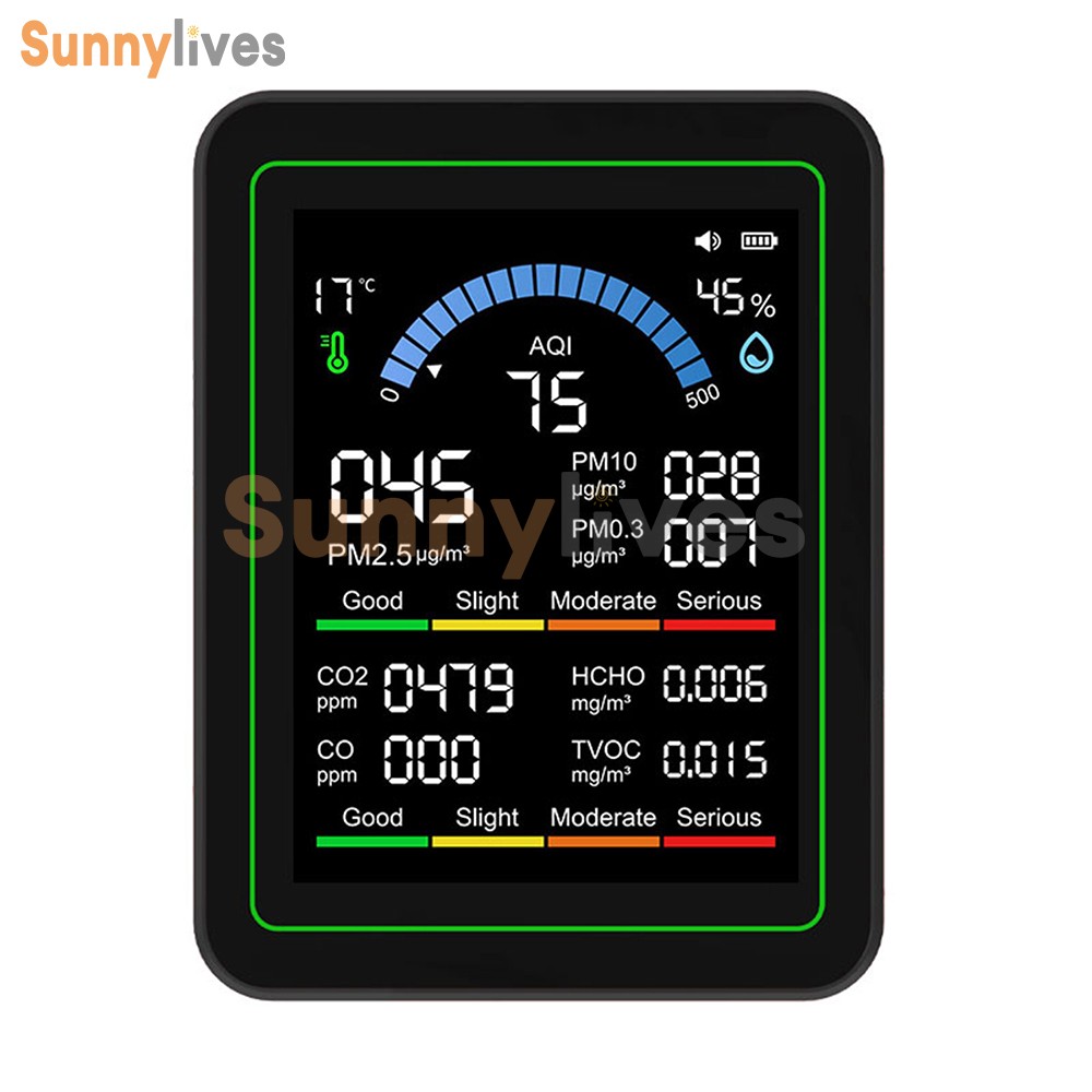 10 in 1 Air Quality Monitor PM 2.5 CO2 Meter TVOC HCHO Humidity Temperature Test