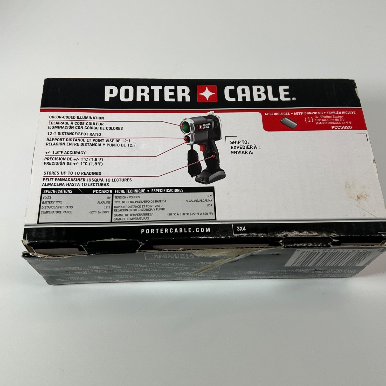 Porter Cable 9V Cordless Infrared Thermometer PCC582B in Original Box