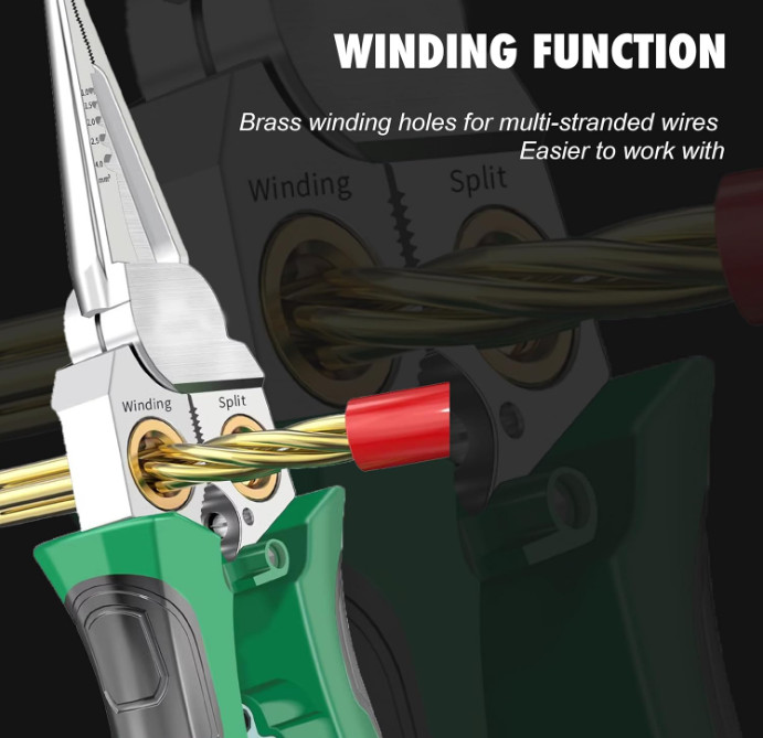 8-in-1 Wire Stripper Pliers: Compact Portable Multi-Function Green