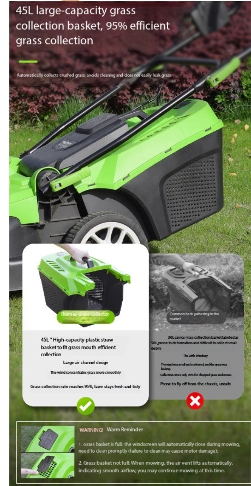 Weed Trimmer Wonder: Electric Lawn Mower, Push-Type, Compact for Home Use