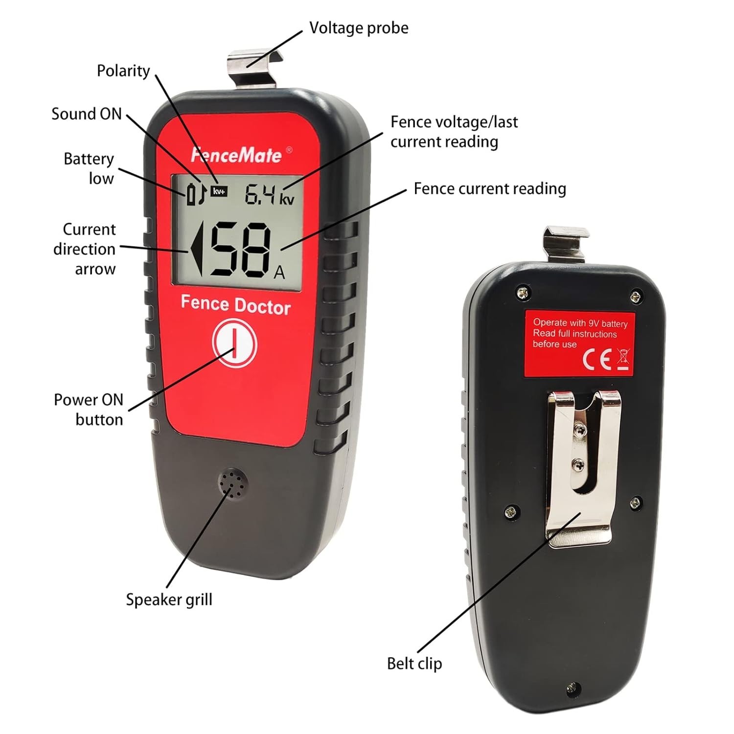 Digital Fence Tester – Up to 19.9 kV, Cordless Fence Detector, Fault Finder, …