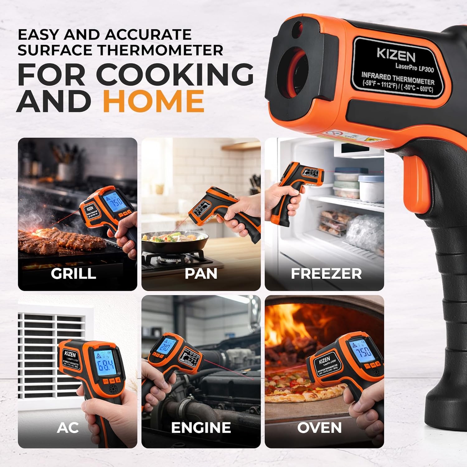 Infrared Temperature Gun – Handheld Surface Thermometer for Griddle Grill Pizza