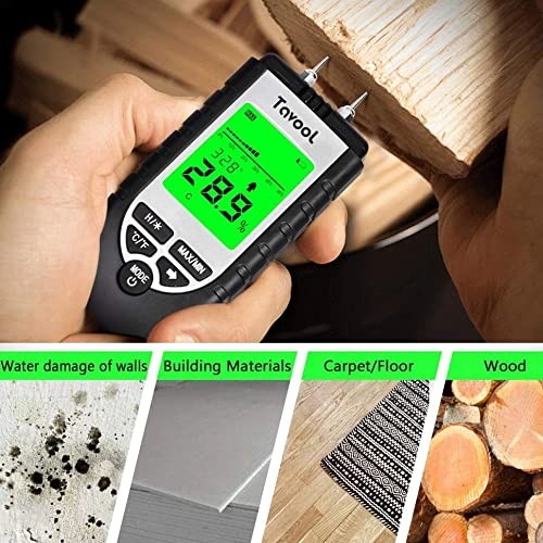 Wood Moisture Meter – Digital Moisture Detector Moisture Tester, Pin-Type Water