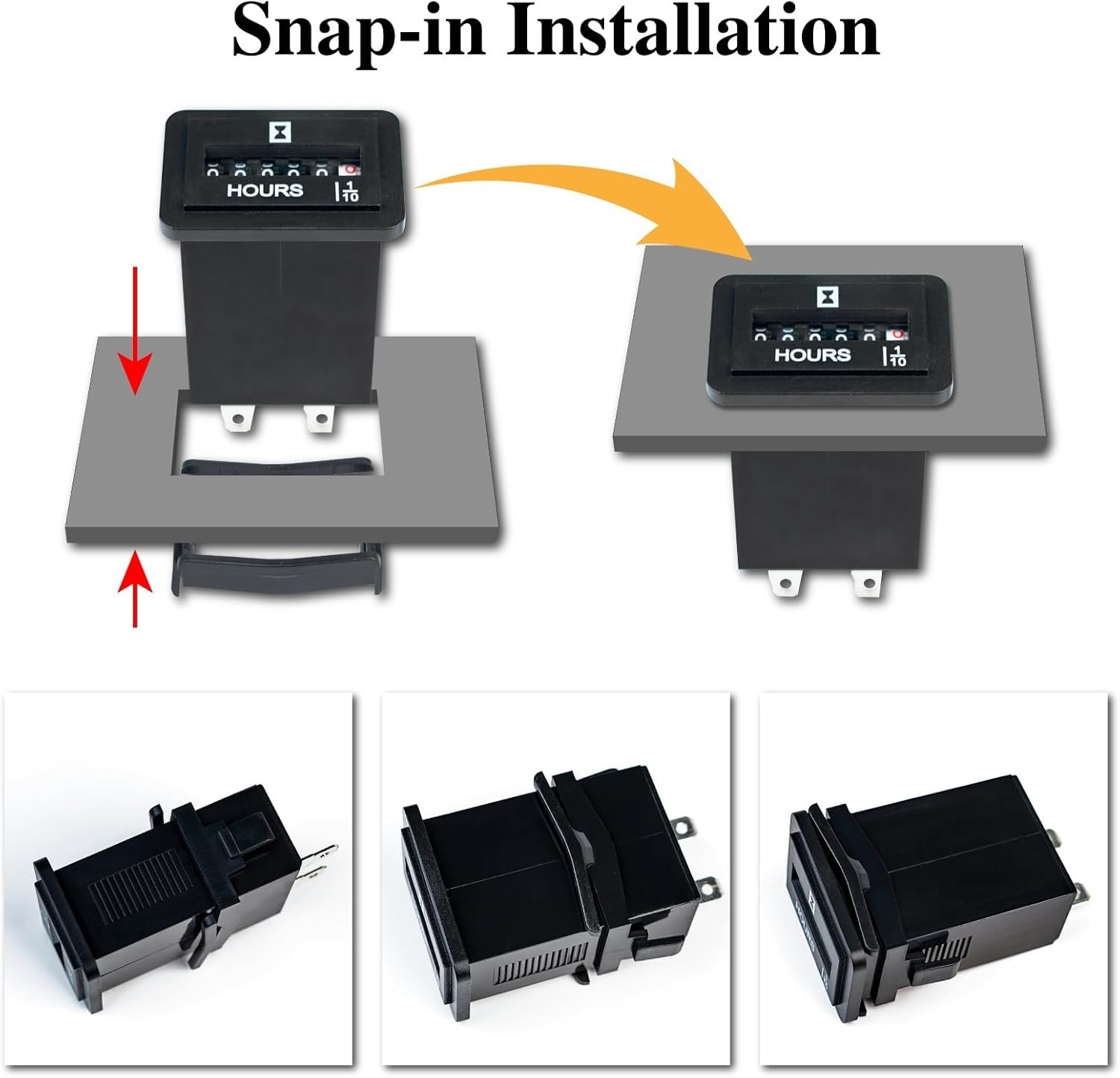 Durable Rectangular Hour Meter – No Battery Required, 0.1 Accuracy, Easy Install