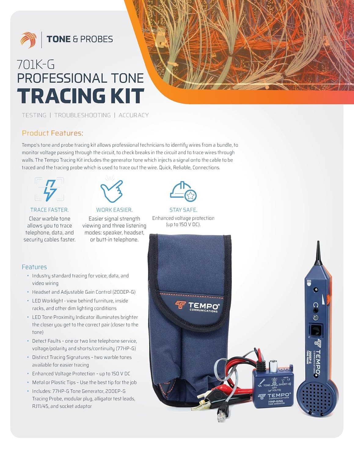Communications 701K-G Wire Tracer Electrical, Tone Generator and Probe Kit 70…