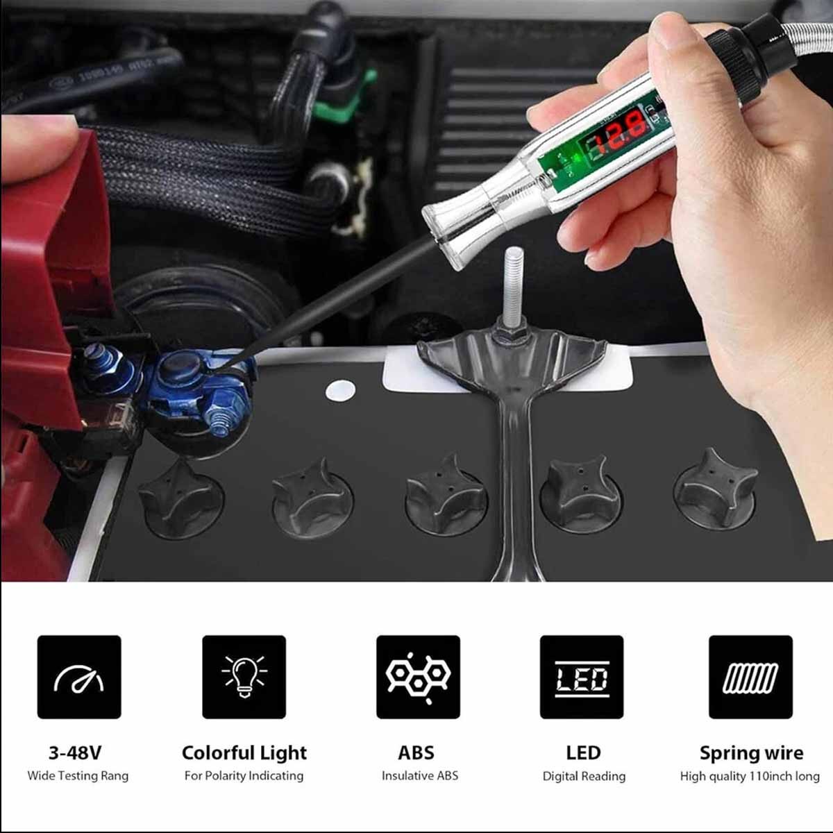 2 Digital LED Car Electric Tester for Voltage Systems, Cars, Live Wires, Fuses