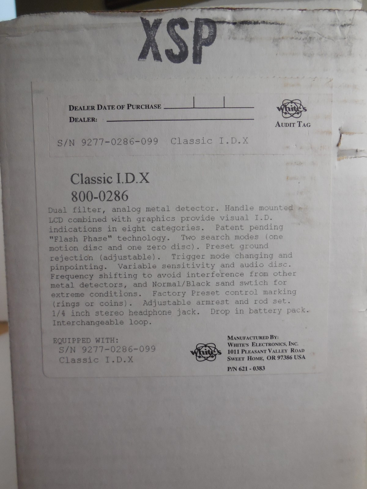 White’s Classic SL IDX Blue Max 950 & Bullseye 5.3 Coil Metal Detector NEW RARE