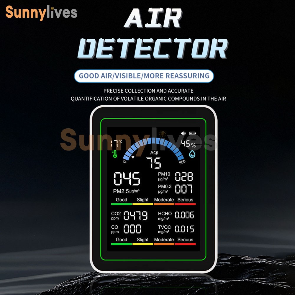 10 in 1 Air Quality Monitor PM 2.5 CO2 Meter TVOC HCHO Humidity Temperature Test