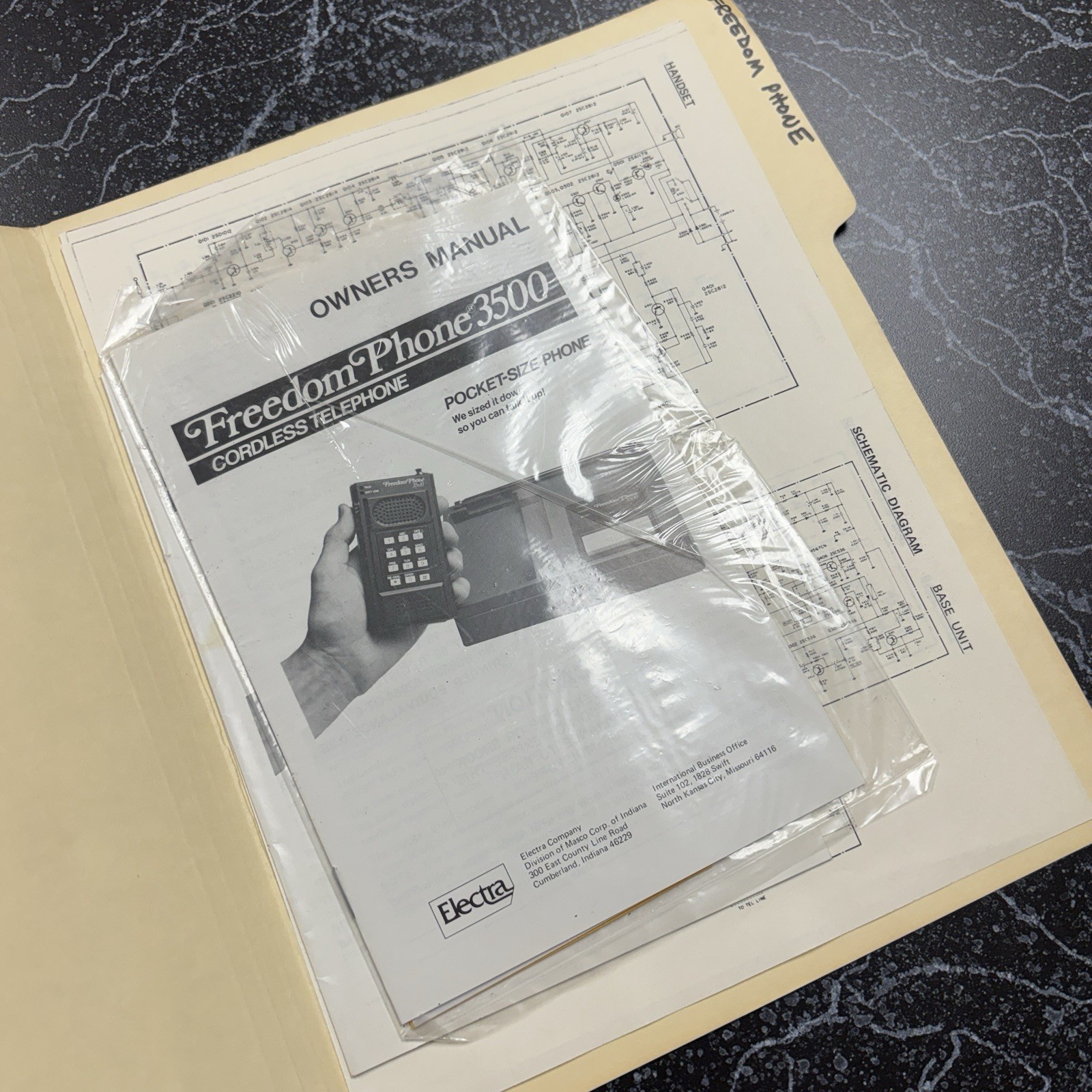 Vintage Freedom Phone 3500 Cordless Telephone Owner’s Manual and Schematics