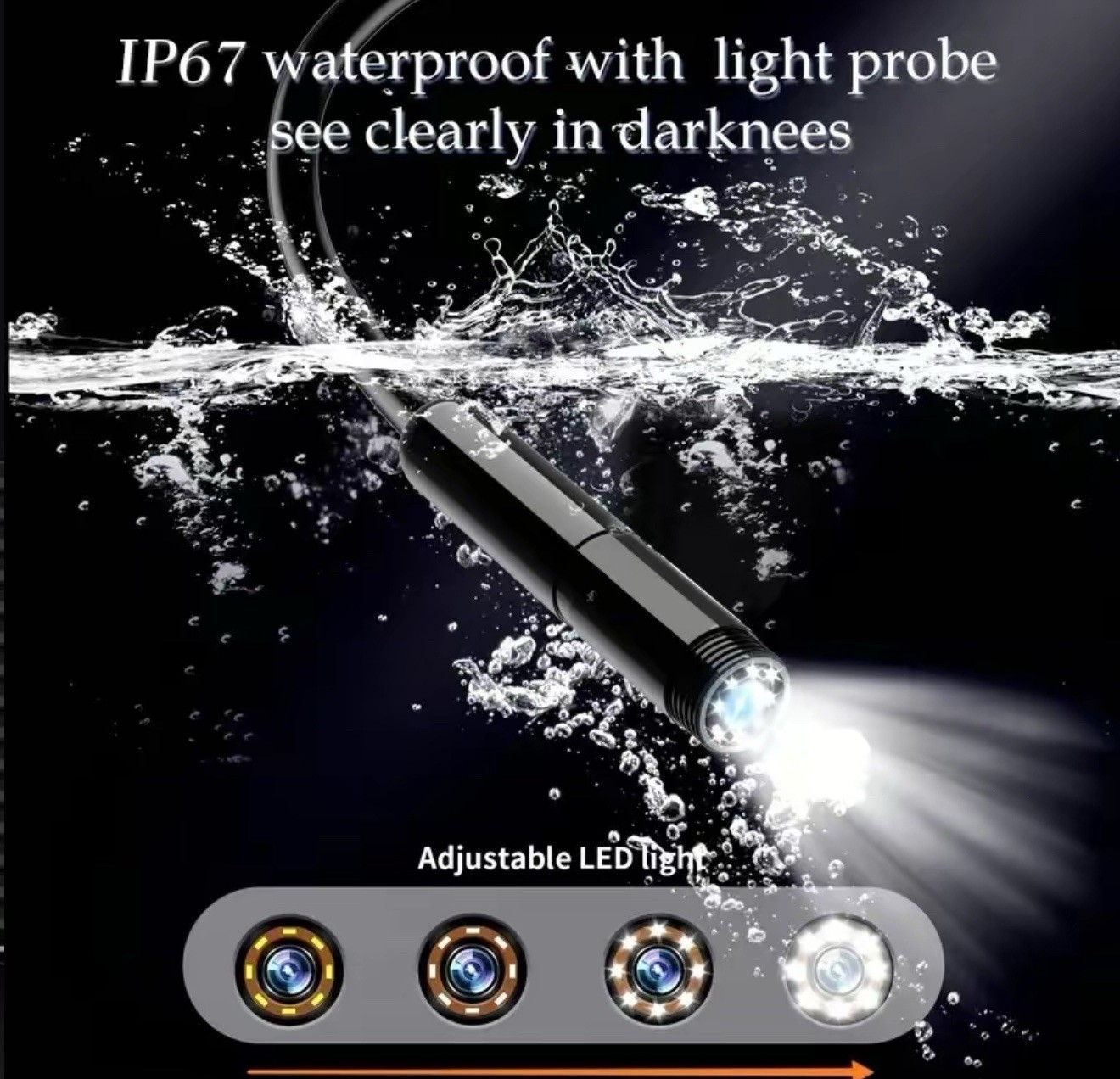 1080P HD Industrial Endoscope Borescope LCD 4.3inch 8mm Inspection Dual Lens