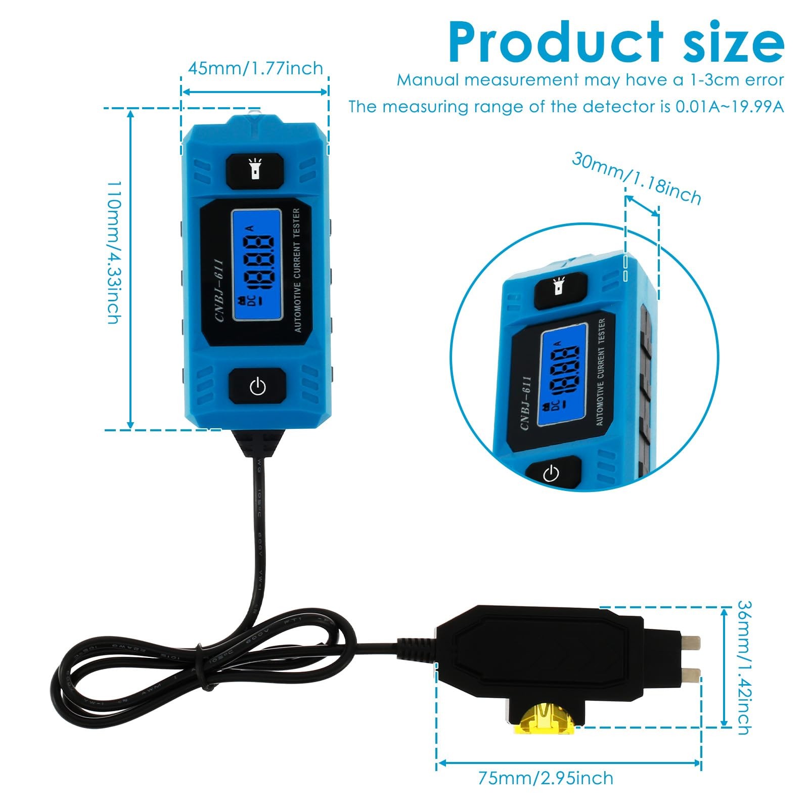Automotive Circuit Fault Probe Tester, 20A 48V High-Precision Car Fuse Tester…