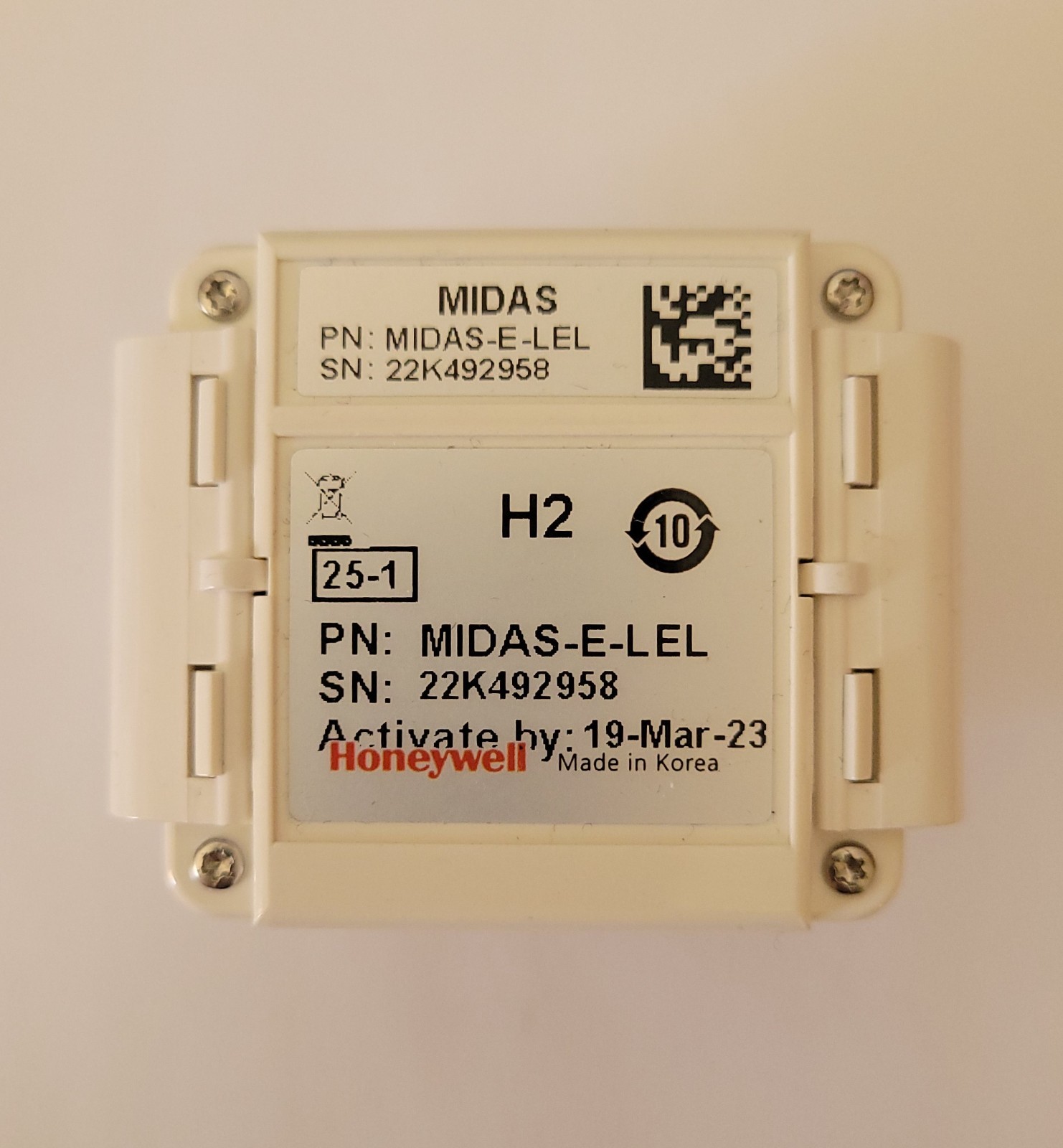 Honeywell MIDAS-E-LEL Gas Detector Sensor Cartridge Open box, 2 Years Remaining