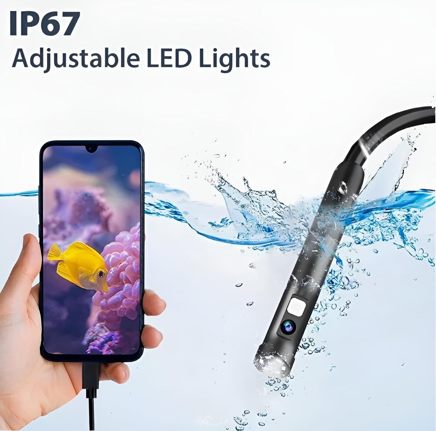 IRONSCOP™ 1920P HD Endoscope Camera, 16.4ft Semi-Rigid, IP67, iOS & Android