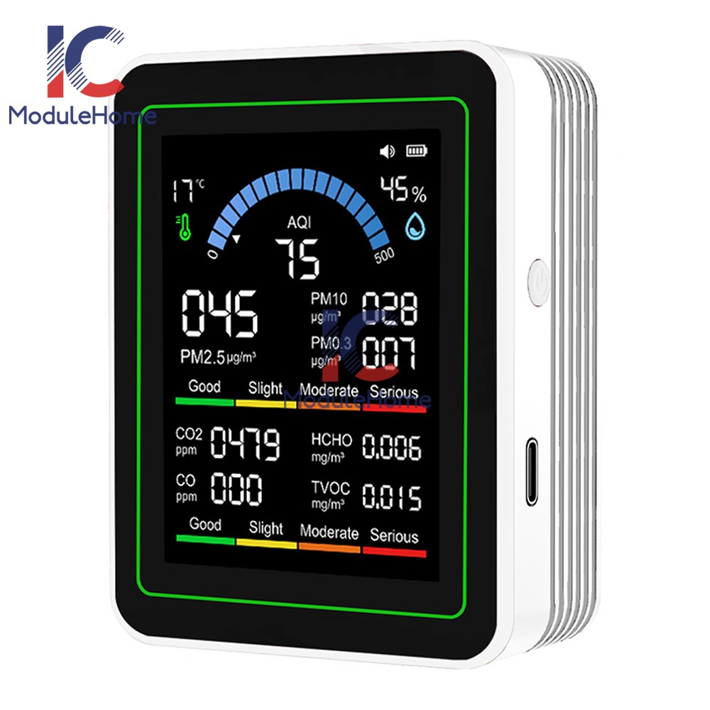 10-in-1 Air Quality Detector PM2.5 PM10 PM HCHO TVOC CO CO2 Formaldehyde Monitor