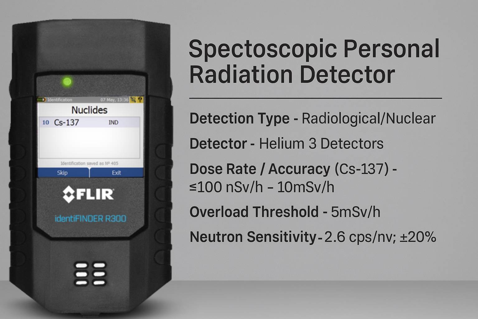 Flir identiFINDER Nanoraider R300 ZH-R Spectroscopic Radiation Detector Unlocked
