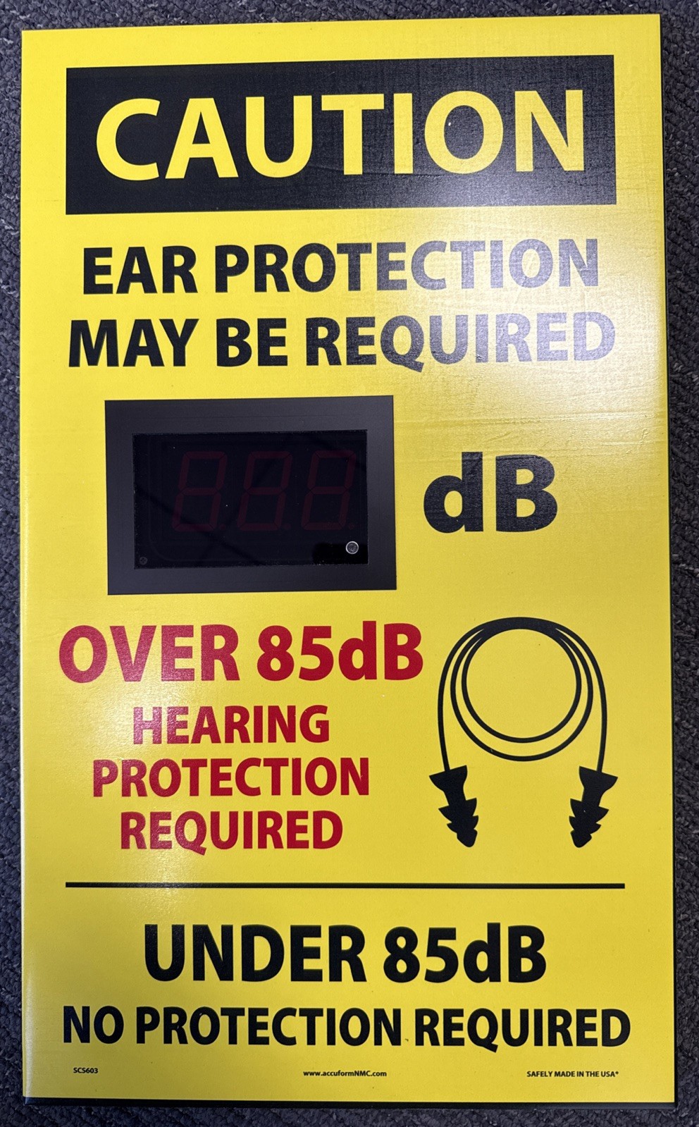 Condor 444A65 Sound Level Decibel Meter Caution Sign, 20 in x 12 in, Aluminum