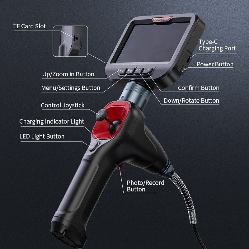 50%OFF Ralcam Articulating Borescope Camera 720° Joystick Endoscope Semi Rigid