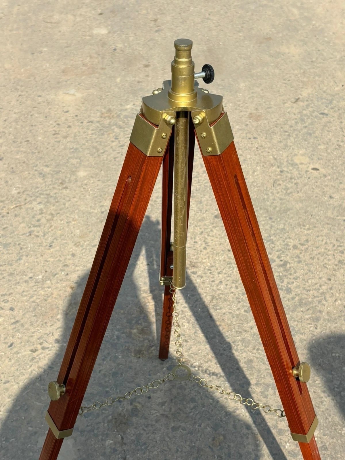 Adjustable Wooden Surveyor Tripod Stand with Brass Fittings – Vintage Style