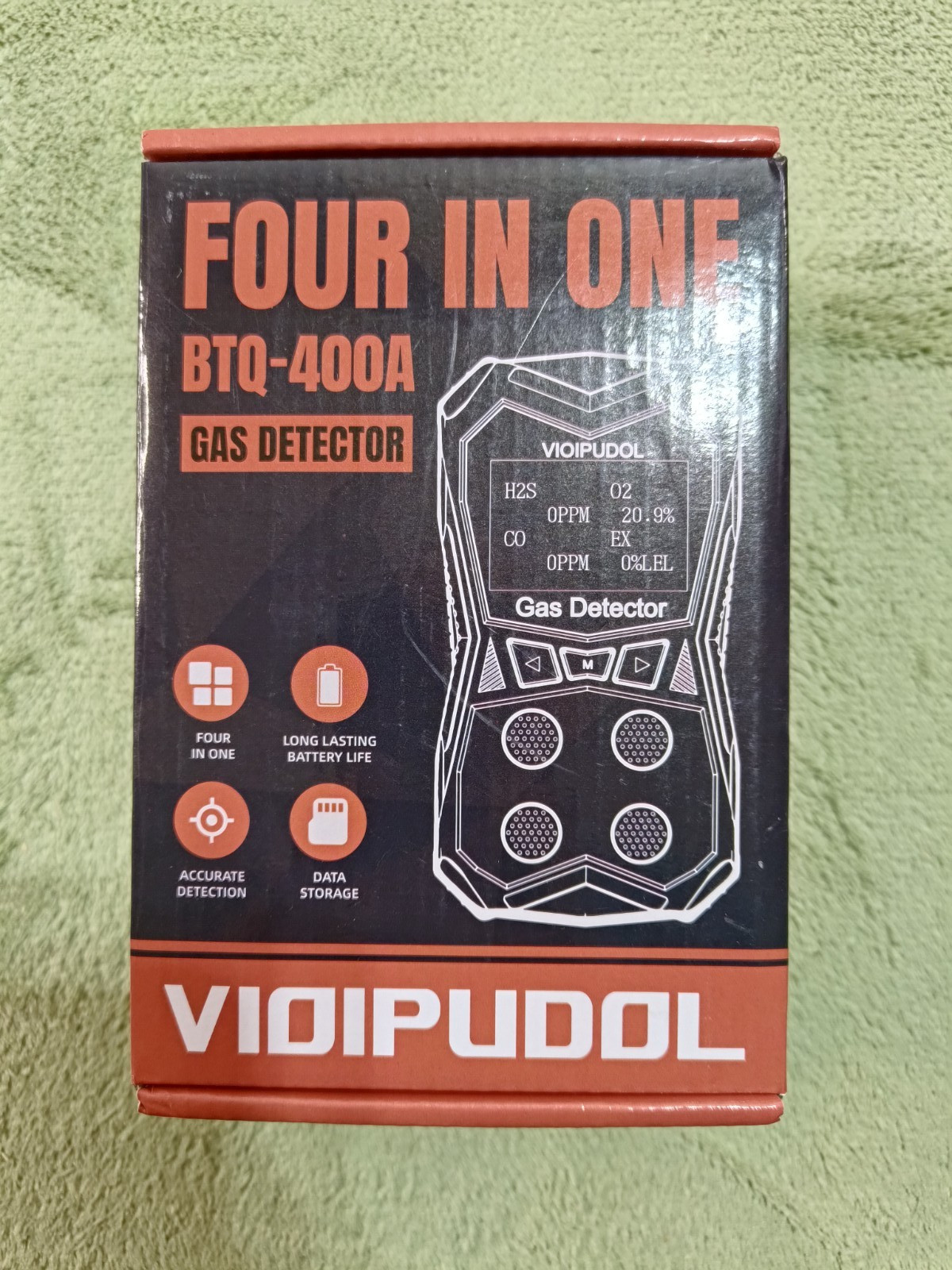 Vioipudol BTQ-400A Multi Gas Detector 4-in-1 Rechargeable Data Storage NEW