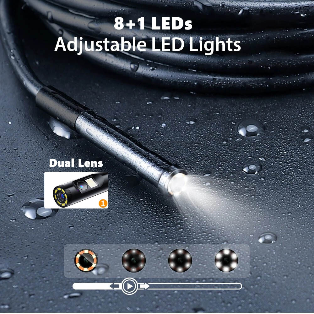 For iPhone 16/15/14 iOS/Android Cellphone iPad Dual Lens Endoscope Camera IP68