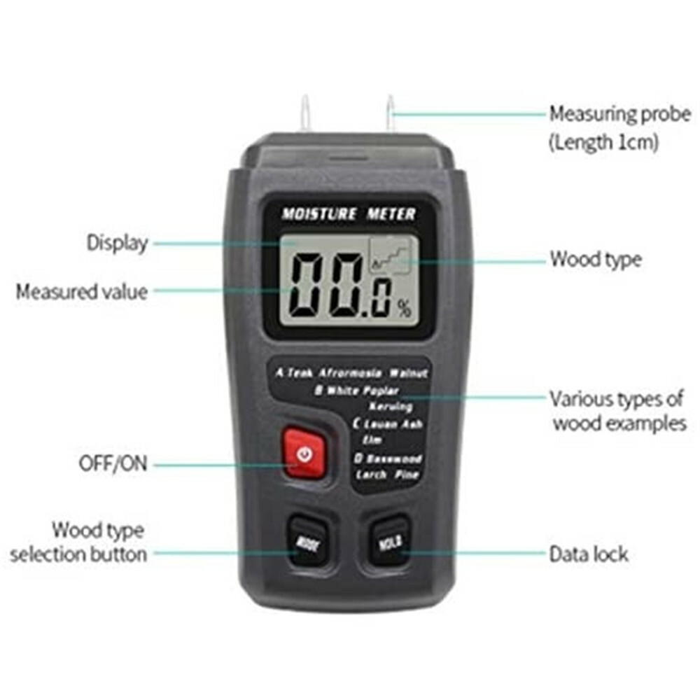 Digital LCD Wood Moisture Meter Detector Tester Humidity 0-99.9% Hygrometer Test