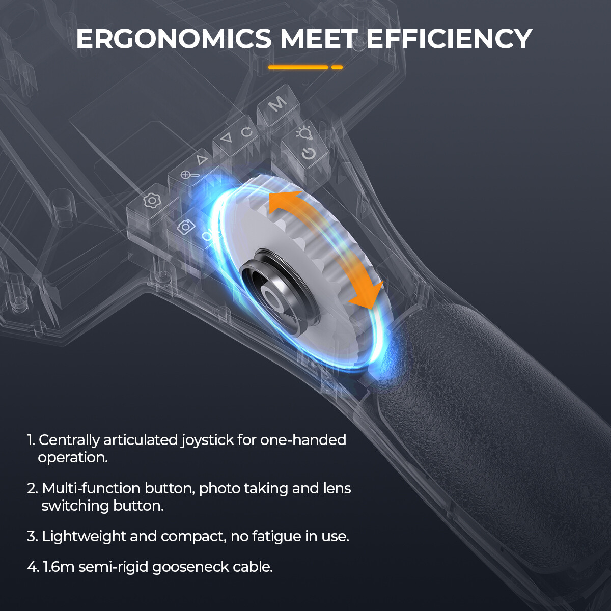 6.5mm 4.3Inch Articulating Borescope Endoscope Inspection Camera With 7LED Light
