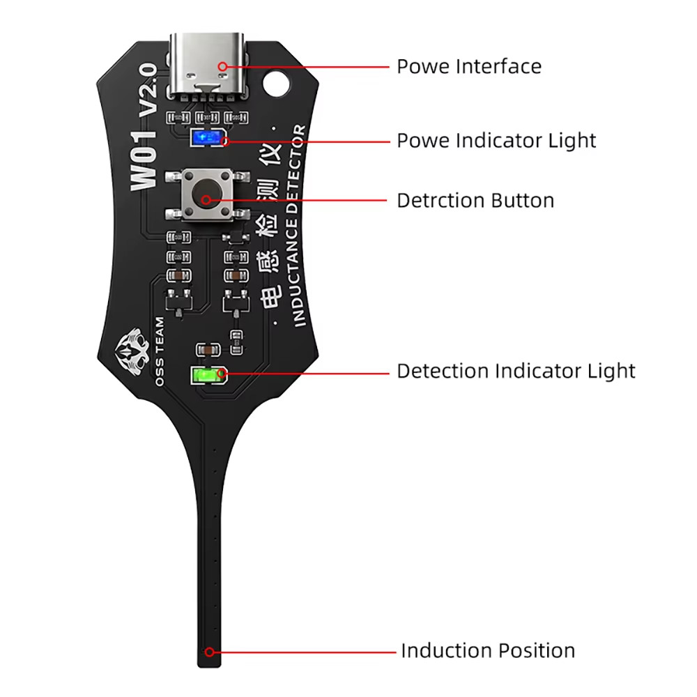 Universal W01 Type-C Inductance Tester Motherboard Coil Fault Detector