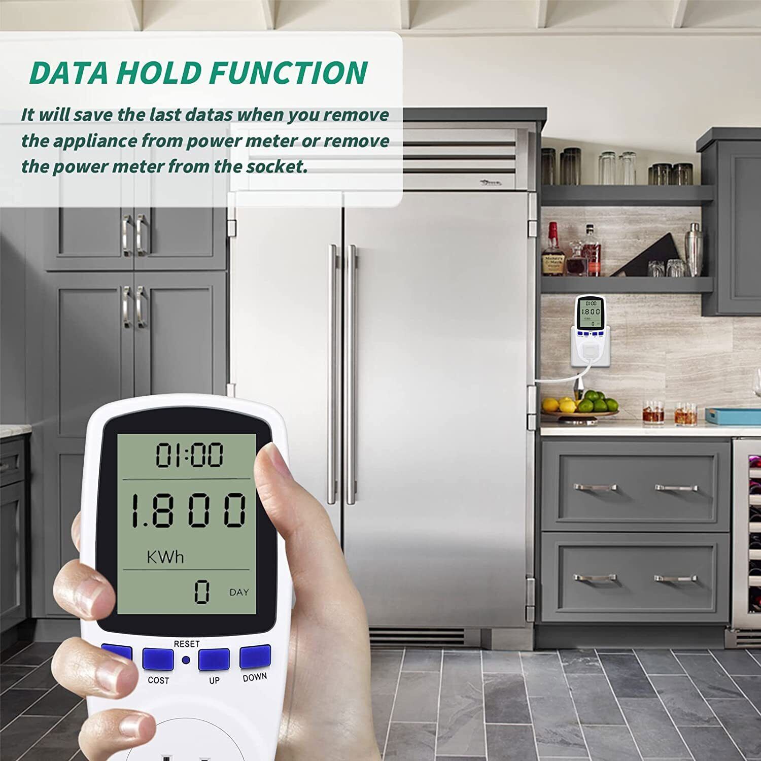 LCD Power Meter Plug Consumption Electricity Usage Energy Watt Amps Volt Monitor