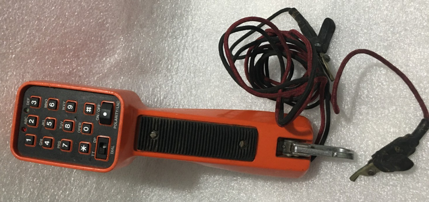 Vintage AT&T Push Button Lineman’s Handset “Butt Set” Orange Black W/Cables