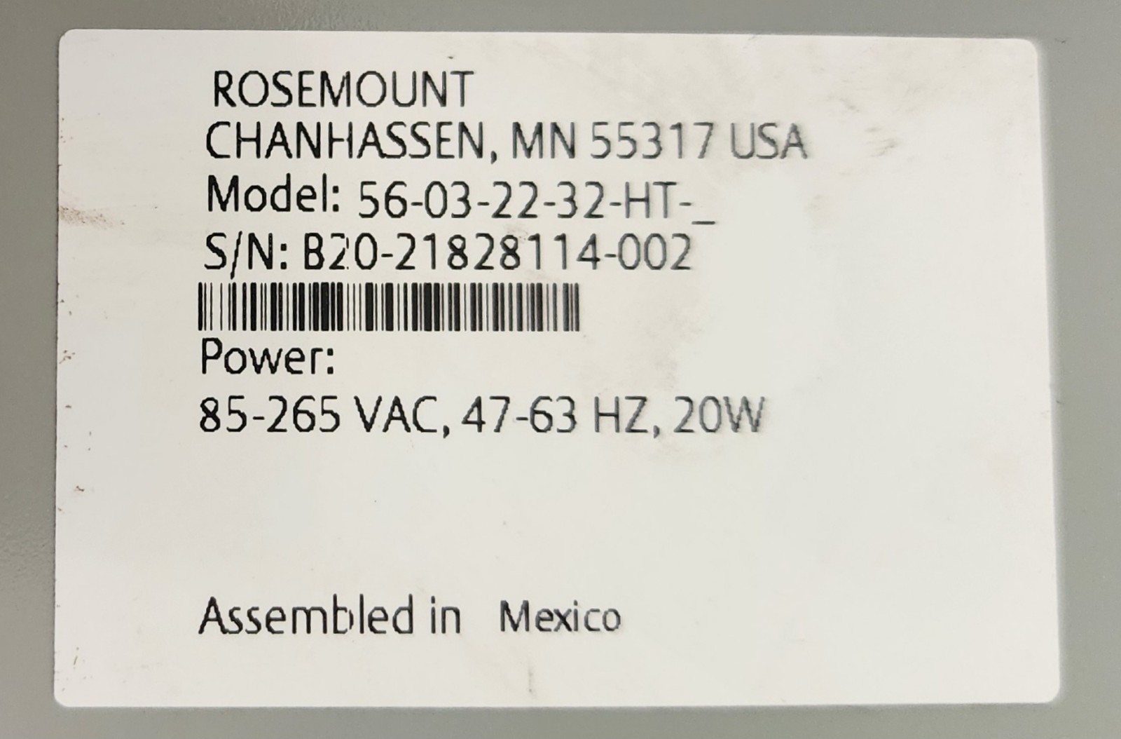 EMERSON Rosemount 56 Dual Input Analyzer 56-03-22-32-HT