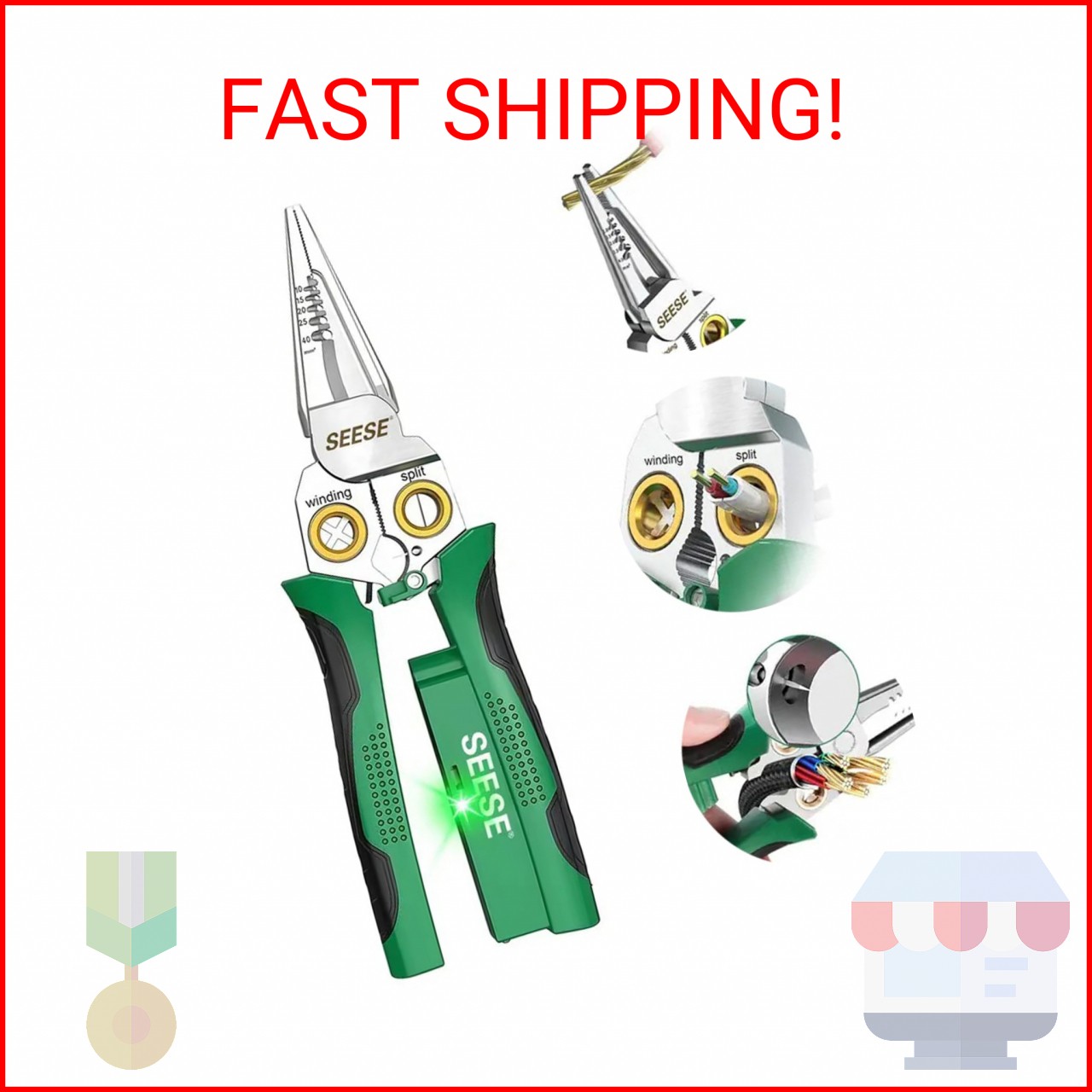 SEESE 8-in-1 Wire Stripper Pliers: Compact Portable Multi-Function Electrician T