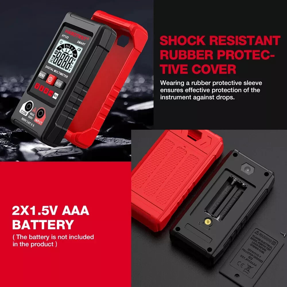 HT123 Digital Multimeter Smart Voltmeter Ohmmeter AC DC Meter Tester – US