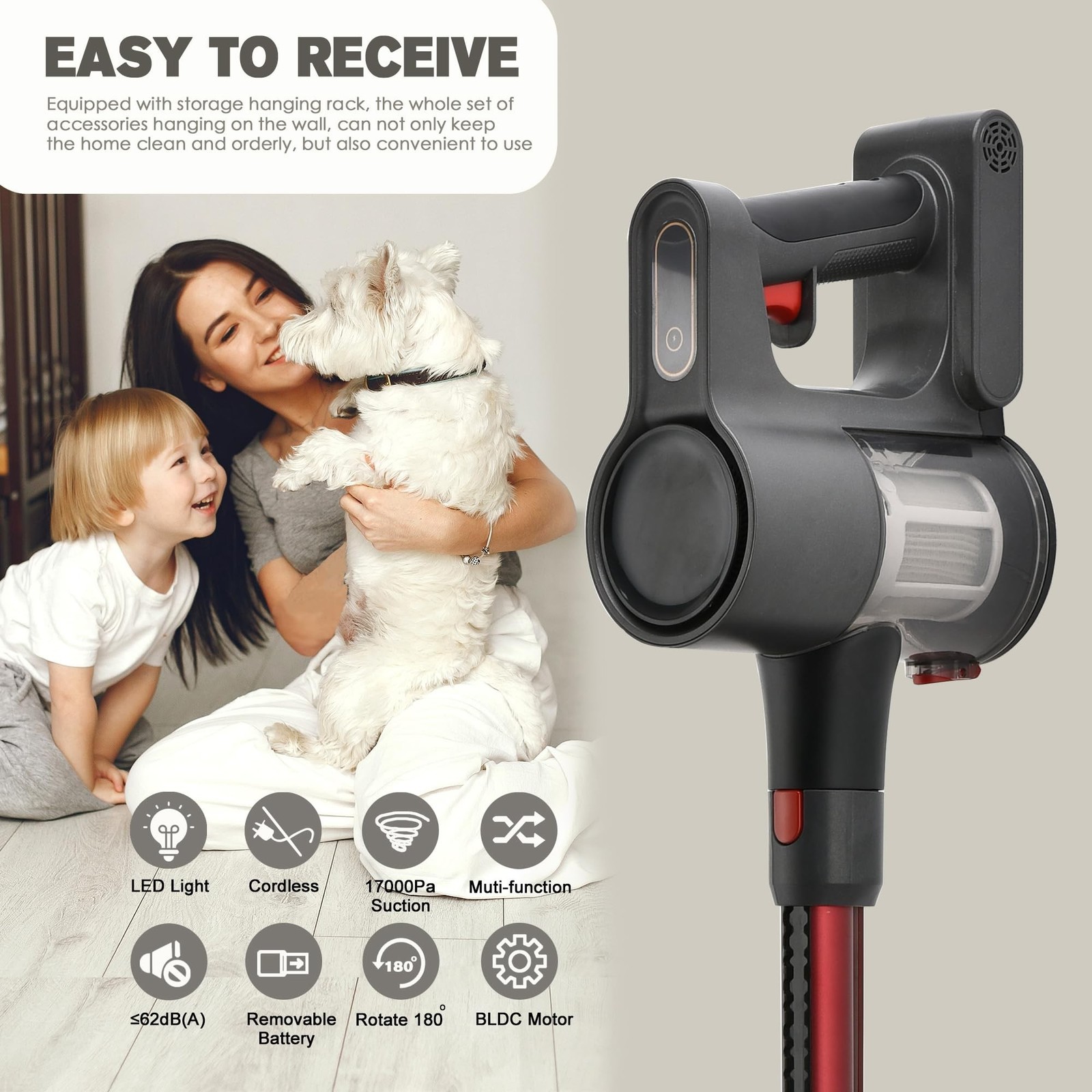 Cordless Vacuum Cleaner, Powerful Brushless Motor, 6-in-1 Lightweig… Fast Ship
