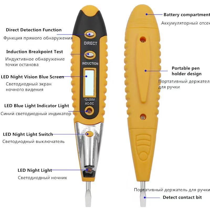 Voltage Electric Tester Volt Detector Test Pen AC DC Non-Contact Sensor 12-1000V