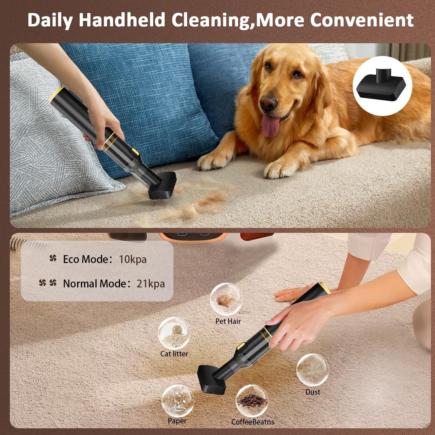 CROS 4-in-1 Mini Cordless Vacuum Cleaner, 21kPa Powerful Suction, Portable Ha…